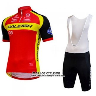 2014 Maillot Ciclismo Raleigh Noir et Rouge Manches Courtes et Cuissard