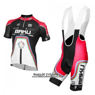 2015 Maillot Ciclismo Baku Noir et Blanc Manches Courtes et Cuissard