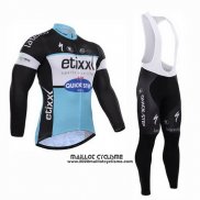 2015 Maillot Ciclismo Etixx Quick Step Noir et Blanc Manches Longues et Cuissard