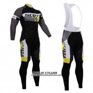 2015 Maillot Ciclismo Scott Blanc et Noir Manches Longues et Cuissard