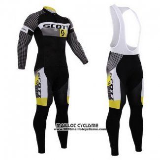 2015 Maillot Ciclismo Scott Blanc et Noir Manches Longues et Cuissard