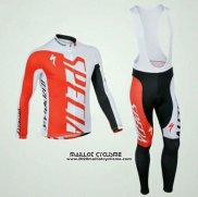 2015 Maillot Ciclismo Specialized Rouge et Blanc Manches Longues et Cuissard