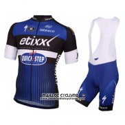 2016 Maillot Ciclismo Etixx Quick Step Blanc et Bleu Manches Courtes et Cuissard