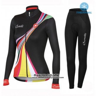 2016 Maillot Ciclismo Femme Castelli Noir Manches Longues et Cuissard