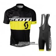 2016 Maillot Ciclismo Scott Jaune Noir Manches Courtes et Cuissard