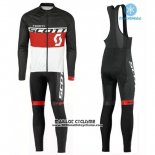 2016 Maillot Ciclismo Scott Noir et Rouge Manches Longues et Cuissard