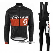 2016 Maillot Ciclismo Scott Orange et Noir Manches Longues et Cuissard