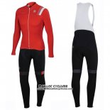 2016 Maillot Ciclismo Sportful Blanc et Rouge Manches Longues et Cuissard