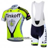 2016 Maillot Ciclismo Tinkoff Vert et Noir Manches Courtes et Cuissard