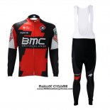 2017 Maillot Ciclismo BMC Rouge et Blanc Manches Longues et Cuissard