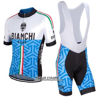 2017 Maillot Ciclismo Bianchi Milano Pontesei Bleu Manches Courtes et Cuissard