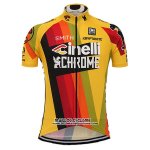 2017 Maillot Ciclismo Cinelli Chrome Jaune Manches Courtes et Cuissard 2019