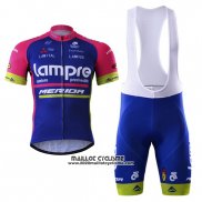 2017 Maillot Ciclismo Lampre Merida Bleu Manches Courtes et Cuissard