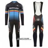 2017 Maillot Ciclismo Ridley Rincon Noir et Bleu Manches Longues et Cuissard