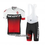 2017 Maillot Ciclismo Scott Rouge et Blanc Manches Courtes et Cuissard