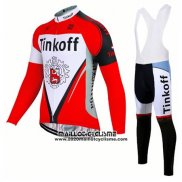 2017 Maillot Ciclismo Tinkoff Rouge Manches Longues et Cuissard