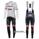 2017 Maillot Ciclismo Trek Segafredo Blanc Manches Longues et Cuissard