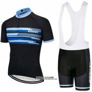 2018 Maillot Ciclismo Giant Noir et Bleu Manches Courtes et Cuissard