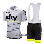 2018 Maillot Ciclismo Sky Blanc et Jaune Manches Courtes et Cuissard