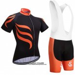 2018 Maillot Ciclismo Snovaky Noir et Orange Manches Courtes et Cuissard