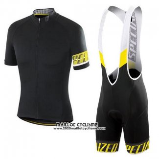 2018 Maillot Ciclismo Specialized Noir Jaune Blanc Manches Courtes et Cuissard