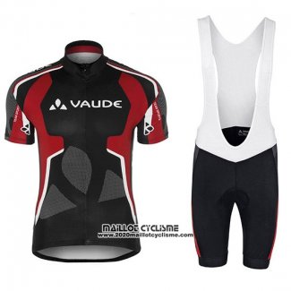 2018 Maillot Ciclismo Vaude Noir et Rouge Manches Courtes et Cuissard