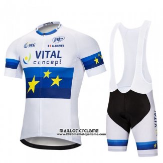 2018 Maillot Ciclismo Vital Concept Blanc Bleu Manches Courtes et Cuissard