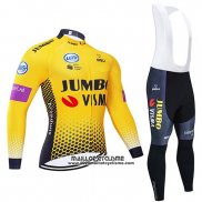 2019 Maillot Ciclismo Jumbo Visma Jaune Noir Manches Longues et Cuissard