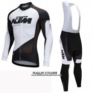 2019 Maillot Ciclismo KTM Noir Blanc Manches Longues et Cuissard