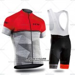 2019 Maillot Ciclismo Northwave Gris Rouge Manches Courtes et Cuissard