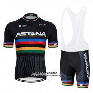 2019 Maillot Ciclismo UCI Mondo Champion Movistar Noir Blanc Manches Courtes et Cuissard