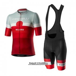 2020 Maillot Ciclismo Castelli Gris Rouge Manches Courtes et Cuissard