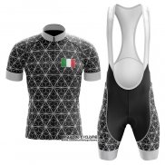 2020 Maillot Ciclismo Italie Noir Gris Manches Courtes et Cuissard