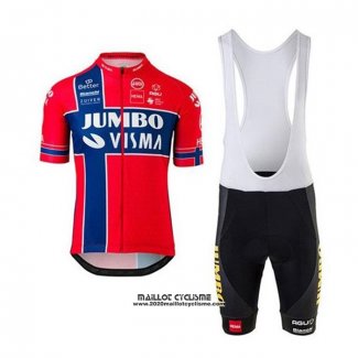 2020 Maillot Ciclismo Jumbo Visma Rouge Bleu Manches Courtes et Cuissard