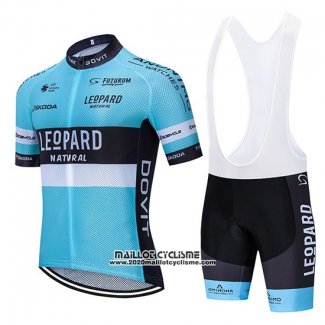 2020 Maillot Ciclismo Leopard Natural Bleu Noir Manches Courtes et Cuissard