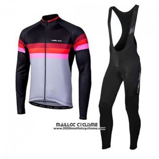 2020 Maillot Ciclismo Nalini Noir Rouge Manches Longues et Cuissard