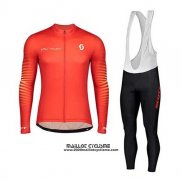 2020 Maillot Ciclismo Scott Rouge Blanc Manches Longues et Cuissard