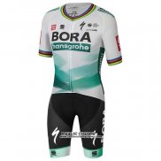 2020 Maillot Ciclismo UCI Mondo Champion Bora Blanc Vert Manches Courtes et Cuissard