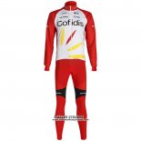 2020 Maillot Cyclisme Cofidis Blanc Rouge Manches Longues et Cuissard