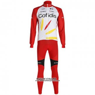 2020 Maillot Cyclisme Cofidis Blanc Rouge Manches Longues et Cuissard