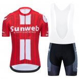 2020 Maillot Cyclisme Sunweb Rouge Manches Courtes et Cuissard