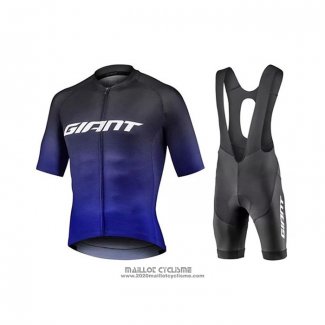 2021 Maillot Cyclisme Giant Noir Violet Manches Courtes et Cuissard