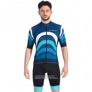 2022 Maillot Cyclisme Nalini Bleu Manches Courtes et Cuissard