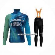 2024 Maillot Cyclisme Ag2r La Mondiale Profond Bleu Manches Longues Et Cuissard