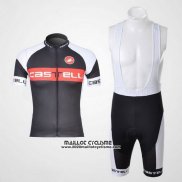 2011 Maillot Ciclismo Castelli Blanc et Gris Manches Courtes et Cuissard