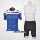 2011 Maillot Ciclismo Giordana Blanc et Bleu Manches Courtes et Cuissard