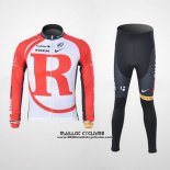 2011 Maillot Ciclismo Radioshack Blanc et Rouge Manches Longues et Cuissard