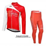 2013 Maillot Ciclismo Cofidis Rouge Manches Longues et Cuissard