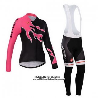 2014 Maillot Ciclismo Femme Castelli Rouge et Noir Manches Longues et Cuissard