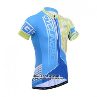 2014 Maillot Ciclismo Fox Cyclingbox Jaune et Azur Manches Courtes et Cuissard